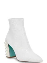 Betsey Johnson Women's Kasey Heel Evening Booties In Ivory