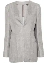 Bettter Kragenloser Blazer Mit V-ausschnitt In Grey