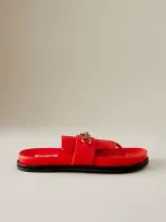 Bibi Lou Horsebit T-bar Flat Sandals In Red