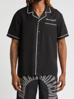 Billionaire Boys Club Mind Your Heart Lyocell & Linen Camp Shirt In Black