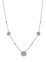 Bloomingdale's Fine Collection Diamond Flower Station Necklace In 14k White Gold, 0.75 Ct. T. W.