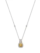 Bloomingdale's Fine Collection White & Yellow Diamond Halo Pendant Necklace In 14k Yellow & White Gold, 0.86 Ct. T. W. In Yellow/white