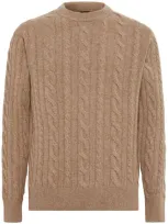 Boggi Milano Taupe Wool Crew Neck Jumper In Brown