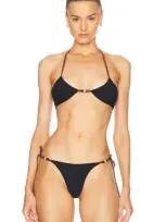 Bond Eye Indi Reversible Triangle Bikini Top In Black & Arabica