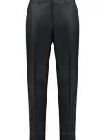 Brioni Wool Tailored Trousers In Black