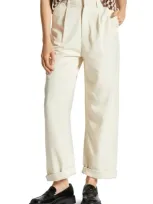 Brixton Victory High Waist Wide Leg Pants In White Smoke