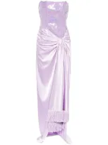 Bronx And Banco Gina Sequinned Satin Gown In Purple