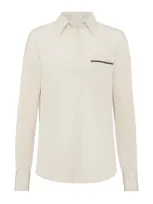 Brunello Cucinelli Crêpe De Chine Shirt In Beige