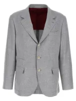 Brunello Cucinelli Single-breasted Blazer In Grey