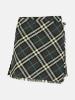 Burberry 'check' Brown Polyester Blend Skirt In Green