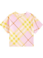 Burberry Babies'  Check Cotton Jersey T-shirt In Pink