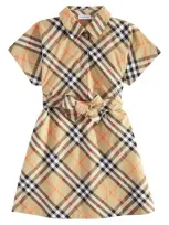 Burberry Kids'  Check Cotton Poplin Dress In Beige