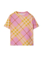 Burberry Kids Cotton Check T-shirt In Carnation Pink