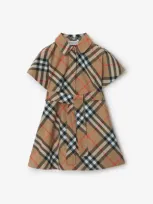 Burberry Kids'  Childrens Check Cotton Shirt Dress In Sand