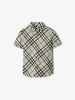 Burberry Kids'  Childrens Check Cotton Shirt In Lichen