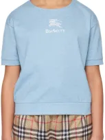 Burberry Kids Blue Embroidered T-shirt In Light Blue Melange