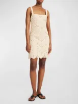 By Malene Birger Falla Butterfly Crochet Mini Dress In Oyster Gray