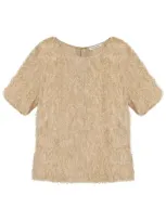 By Malene Birger Textured-finish T-shirt In Neutrals