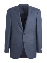 Canali Wool Hopsack Single-breasted Blazer In Blue