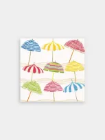 Caspari Beach Umbrellas Paper Cocktail Napkins In Multi