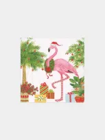 Caspari Christmas Flamingos Paper Cocktail Napkins In Multi