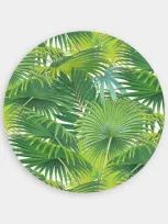 Caspari Palm Fronds Round Paper Placemats In Green