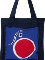 Charles Jeffrey Loverboy Navy Knit Patch Denim Tote In Dnm