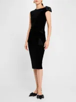 Chiara Boni La Petite Robe Asymmetric Bodycon Velvet Dress In Black