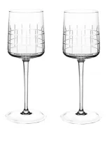 Christofle Graphik Crystal-glass Water Glasses Set Of Two In Silver