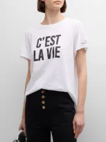 Cinq À Sept C'est La Vie Short-sleeve Cotton T-shirt In Whiteblack