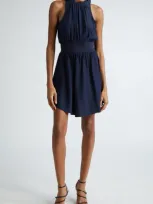 Cinq À Sept Fern Sleeveless Silk Minidress In Navy