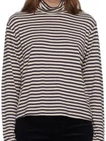 Citizens Of Humanity Navy & Beige Alexandra Turtleneck In Navy Stripe