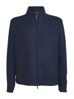 Colombo Cashmere-blend Suede Trim Jacket In Navy