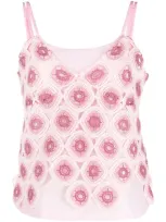 Comme Des Garçons Macramé-overlay Cami Top In Pink