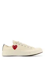 Comme Des Garçons Play Ivory Canvas Converse Collaboration Sneakers In White