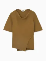 Cos Asymmetric Cowl-neck T-shirt In Yellow