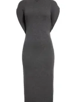 Courrèges Halter Lambswool Sweater Dress In Grey Melange