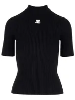 Courrèges Ribbed Fitted Top In Black