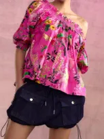 Cynthia Rowley Malta Off Shoulder Blouse In Pink