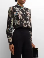 Dea Kudibal Alaima Floral-print Pintuck Blouse In Black