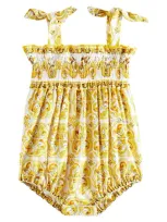 Dolce & Gabbana Baby Majolica Cotton Playsuit In Yellow