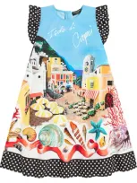 Dolce & Gabbana Kids' Capri Printed Cotton Poplin Dress In Multicoloured