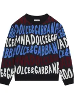 Dolce & Gabbana Kids' Cotton Logo Print Sweatshirt In Blue