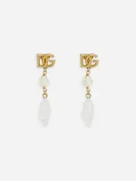 Dolce & Gabbana Earrings With Dg Logo And Shell In ゴールド