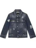 Dolce & Gabbana Kids' Distressed Denim Jacket In Blue