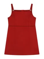 Dolce & Gabbana Kids' Satin Square-neck Dress In Red