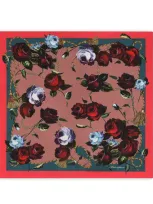 Dolce & Gabbana Seidenschal Mit Blumen-print In Rot