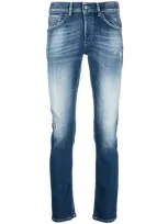 Dondup Stretch-cotton Washed-denim Jeans In Blue