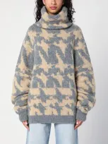 Dries Van Noten Oversized Alpaca-blend Jacquard Turtleneck Sweater In Gray