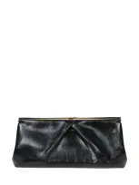 Dries Van Noten Large Leather Clutch Bag In Black